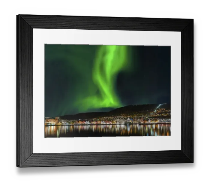 Framed Print : Northern lights in the city of Bergen Norway Framed Print : Northern lights in the city of Bergen Norway