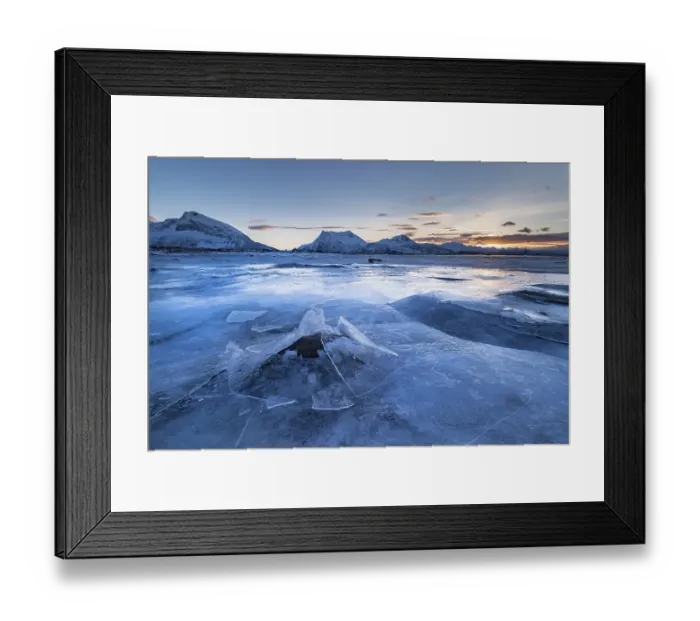 Framed Print : Frozen fjord with broken ice, ice landscape Framed Print : Frozen fjord with broken ice, ice landscape