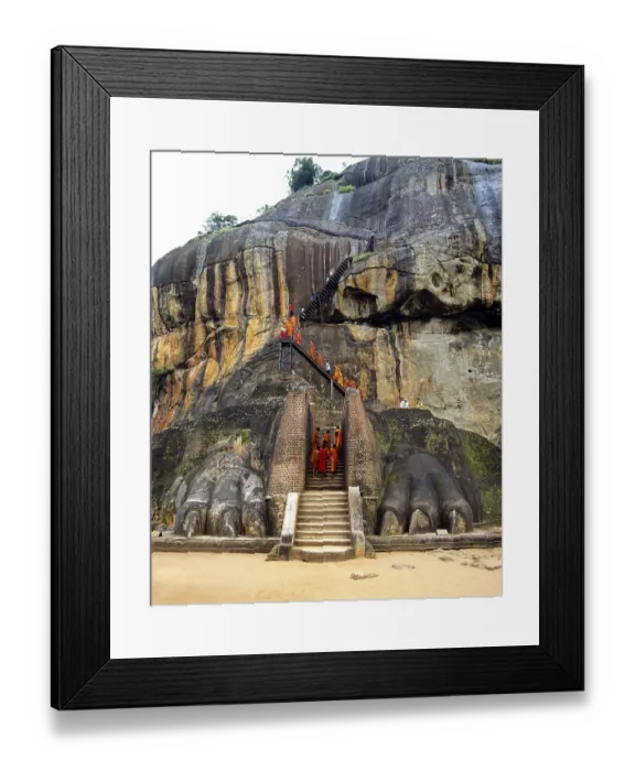 Framed Print : Monks at the Lion Staircase of the Rock of Sigiriya