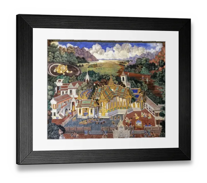 Framed Print : Ramakien, restored murals on the Phra Rabieng tour