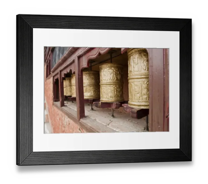 Framed Print : Tibetan Buddhist monastery with prayer wheels in the Himalayan region near Leh Framed Print : Tibetan Buddhist monastery with prayer wheels in the Himalayan region near Leh