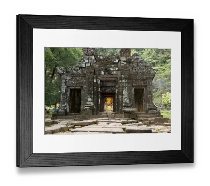 Framed Print : Ancient Shiva sanctuary with Buddha statue Wat Phu Champasak Laos