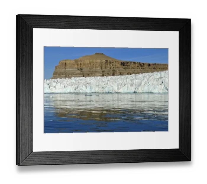 Framed Print : Sedimentary rocks and glacier at Crocker Bay