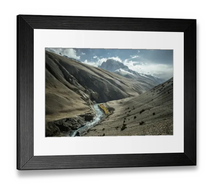 Framed Print : Trough valley, barren scree landscape