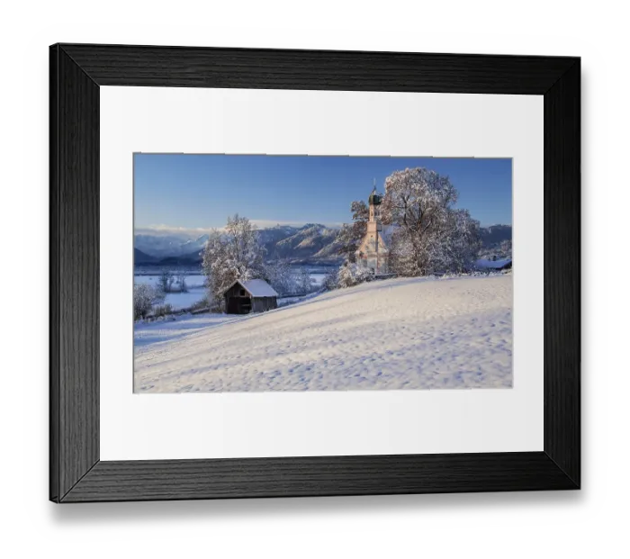 Framed Print : Winter landscape with Ramsachkircherl Framed Print : Winter landscape with Ramsachkircherl