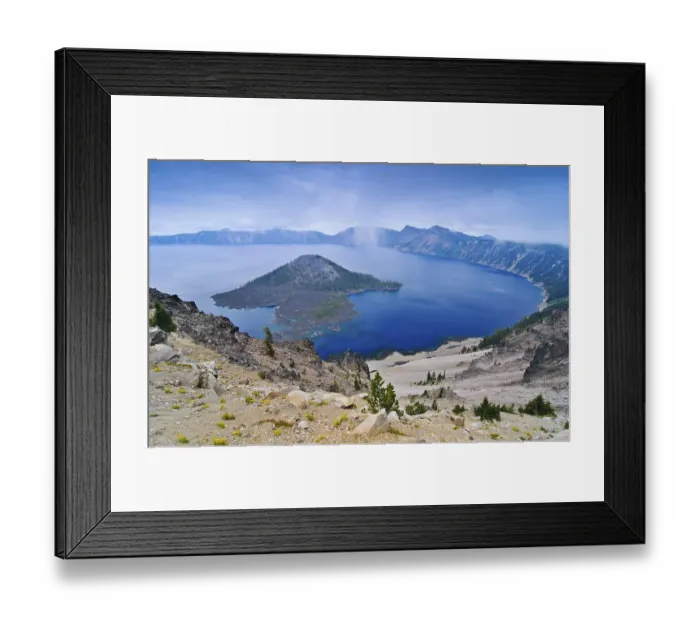 Framed Print : Crater lake with caldera of the volcano Mount Mazama