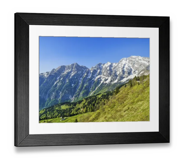 Framed Print : Hoher Goell with snow, blue sky