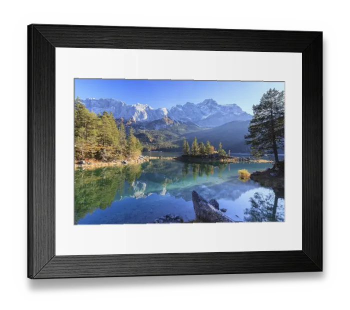 Framed Print : Steep mountains reflected in lake