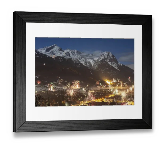 Framed Print : New Year's Eve fireworks over Garmisch-Partenkirchen