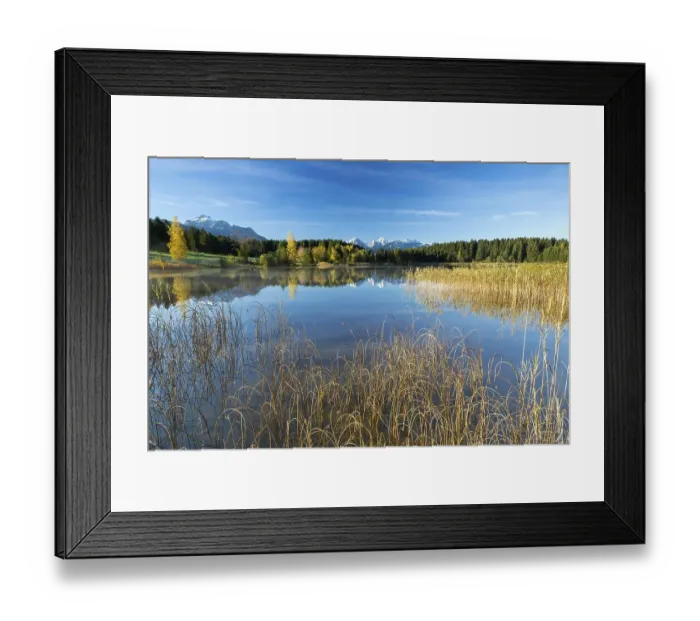 Framed Print : Hegratsrieder See lake on an autumn morning