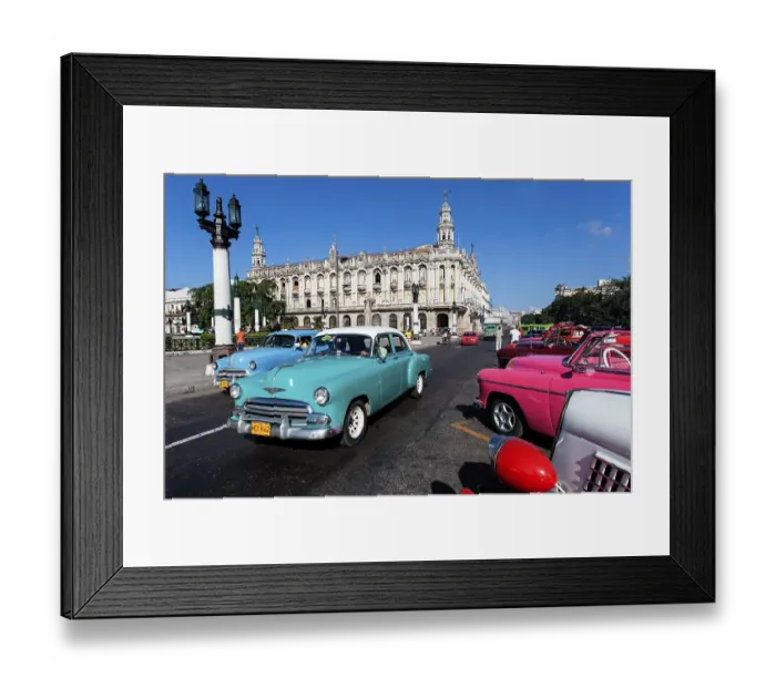 Framed Print : Vintage cars on the Prado, Havana
