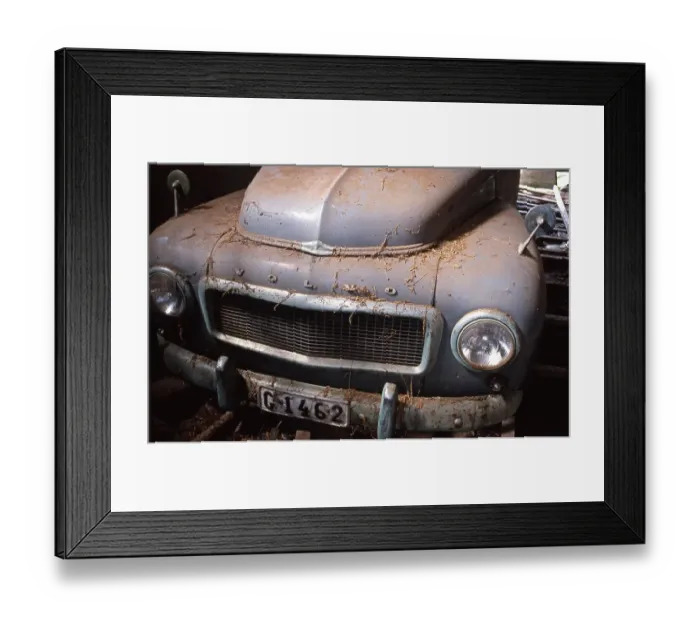 Framed Print : Old Swedish Volvo from the 60s in a barn Framed Print : Old Swedish Volvo from the 60s in a barn