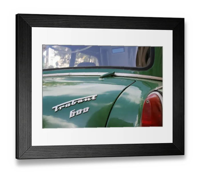 Framed Print : Green Trabant 600 from the back