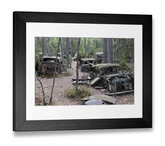 Framed Print : Car cemetery of Kyrkoe Mosse, Ryd