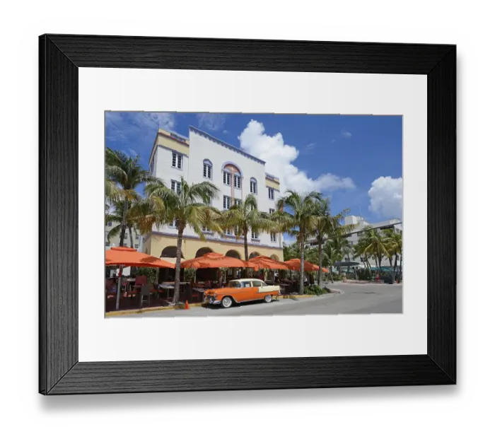 Framed Print : A classic car parked on Ocean Drive Framed Print : A classic car parked on Ocean Drive