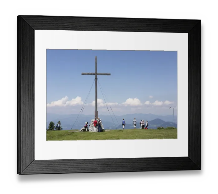 Framed Print : Summit cross on the western summit of Mt Schoeckl