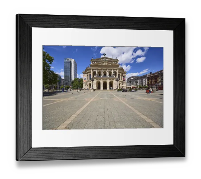 Framed Print : Parktower and Alte Oper at Opernplatz under a blue sky with cumulus clouds in Frankfurt am Main Framed Print : Parktower and Alte Oper at Opernplatz under a blue sky with cumulus clouds in Frankfurt am Main