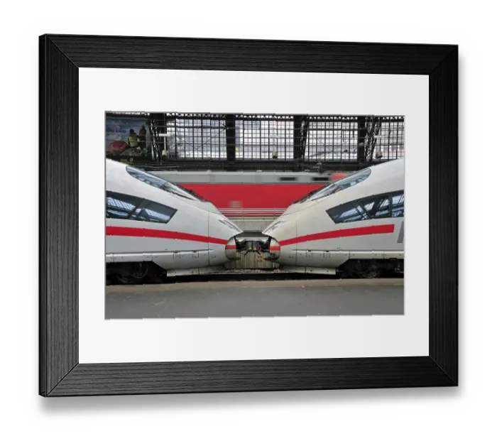 Framed Print : Scharfenberg coupler, two coupled ICE 3 trains Framed Print : Scharfenberg coupler, two coupled ICE 3 trains