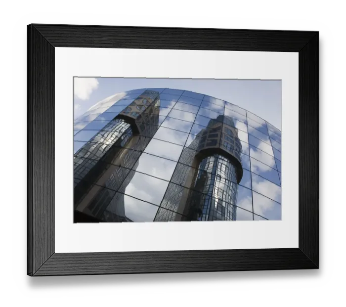 Framed Print : Ministry of the Interior reflected on the glass facade of the Haus am Wasser building in Berlin
