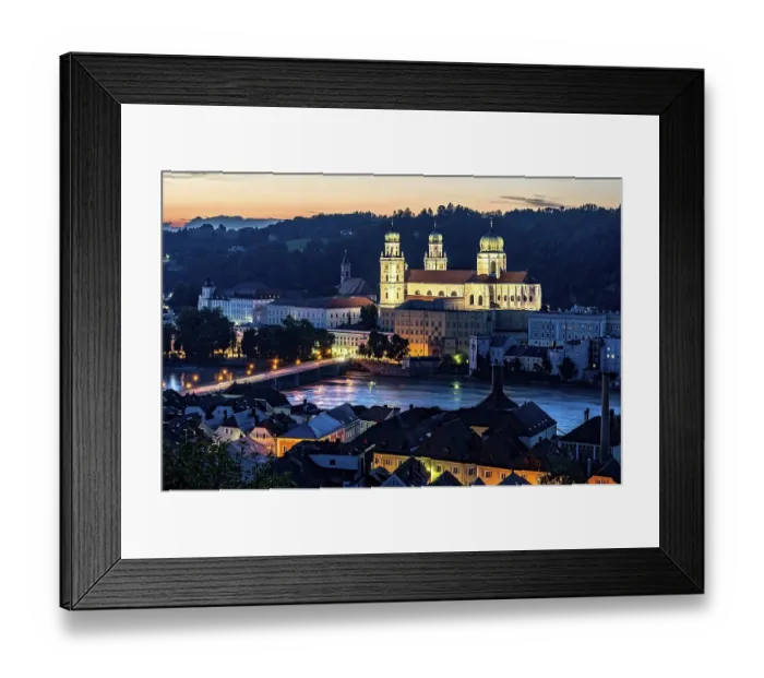 Framed Print : Inn river with Marienbruecke bridge