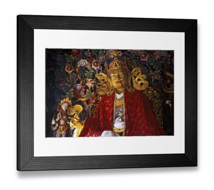 Framed Print : Statue of Padmasambhava ( Guru Rinpoche ) at the altar of the bhutanese temple