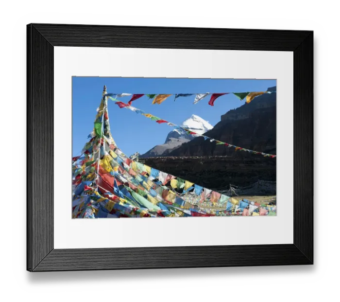 Framed Print : Tibetan Buddhism, Tarboche, a flagpole with colourful prayer flags