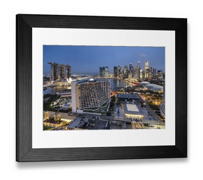 Framed Print : Skyline at dusk, Financial District with the Marina Bay Sands Hotel