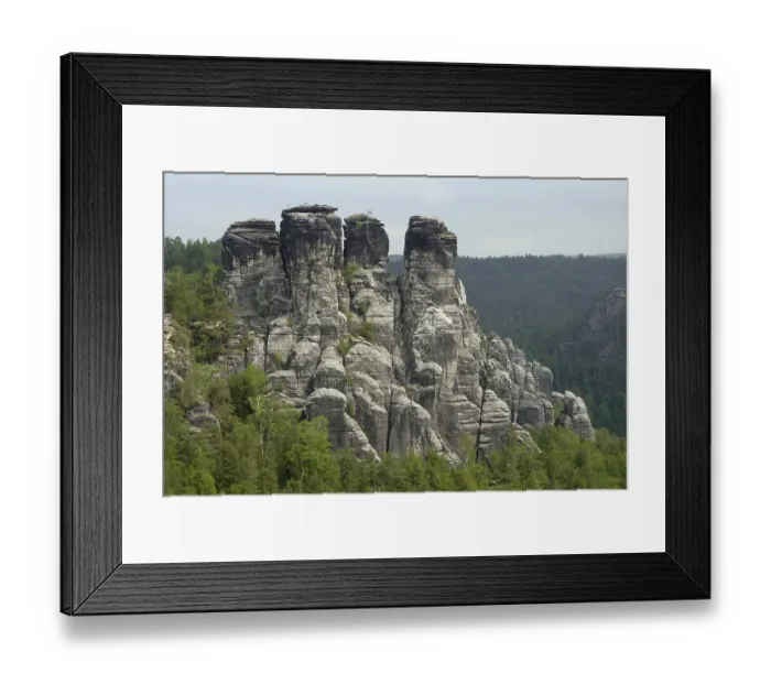 Framed Print : Bastei Group with Locomotive, Saxon Switzerland Framed Print : Bastei Group with Locomotive, Saxon Switzerland