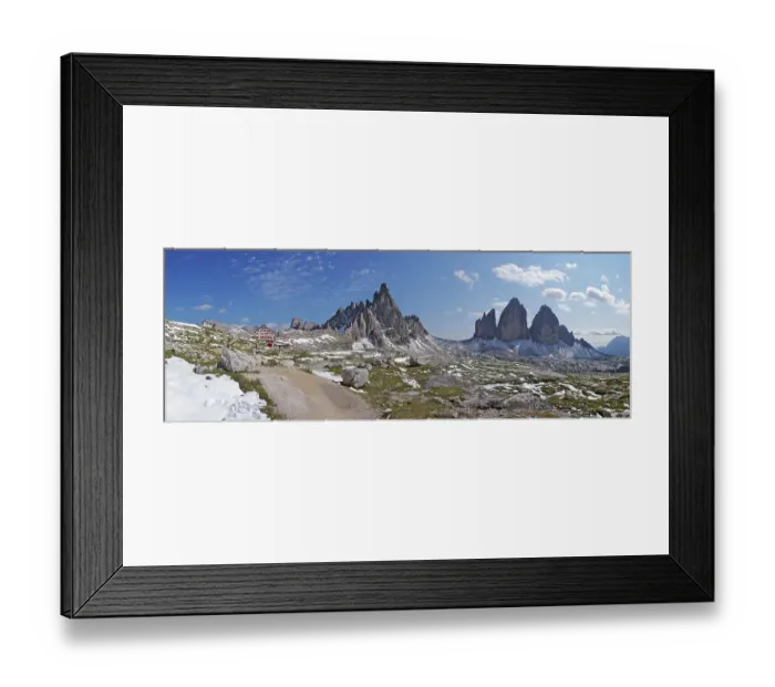 Framed Print : View of the Three Peaks, the Paternkofel and the Dreizinnenhuette