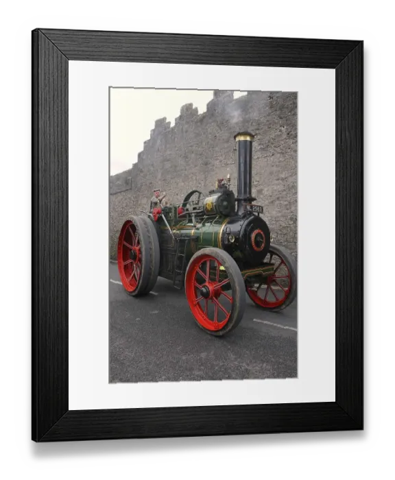 Framed Print : Steam tractor in operation, road locomotive as an agricultural tractor