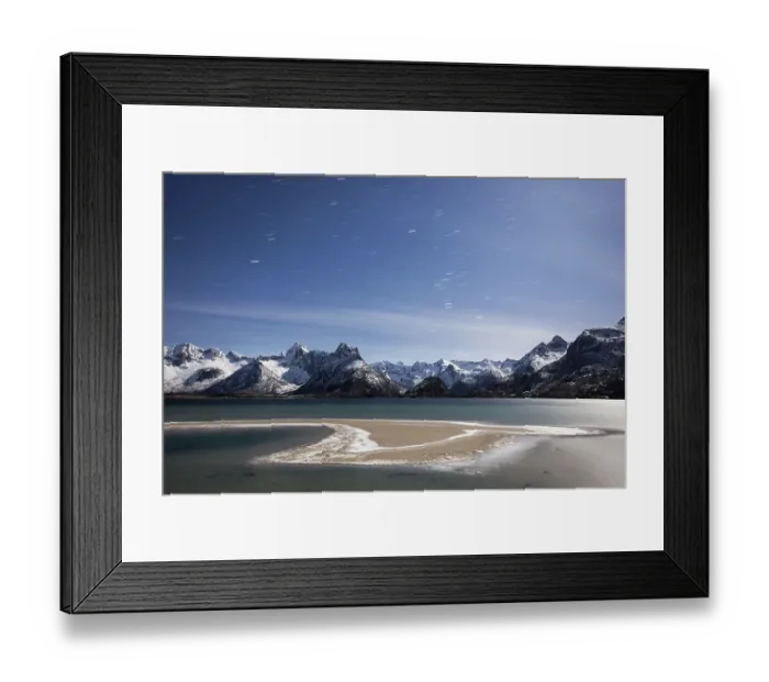 Framed Print : Winter landscape at a fjord, Lofoten