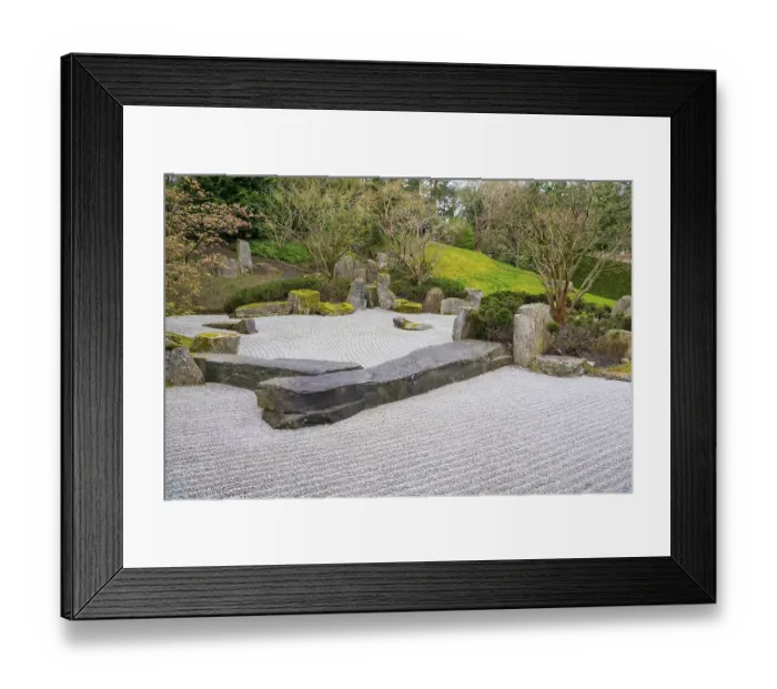 Framed Print : Zen garden, traditionally raked pebbles