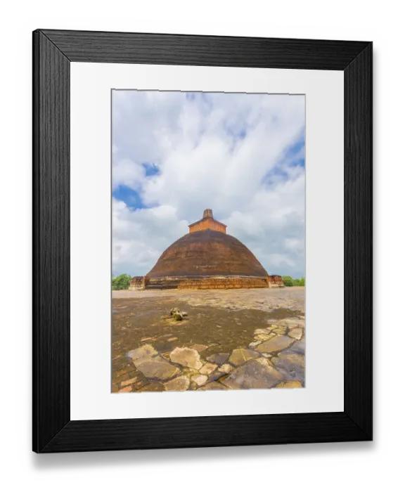 Framed Print : Jetavanaramaya Dagoba or stupa with damaged spire seen centered from platform corner in the ancient capitol of