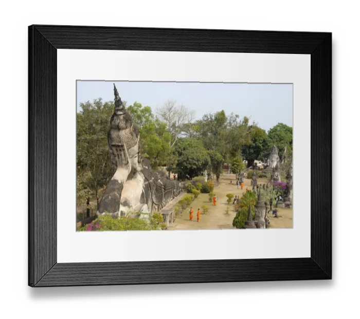 Framed Print : Aerial view of the buddhist statues in the Buddha Park Suan Xieng Khuan near Vientiane