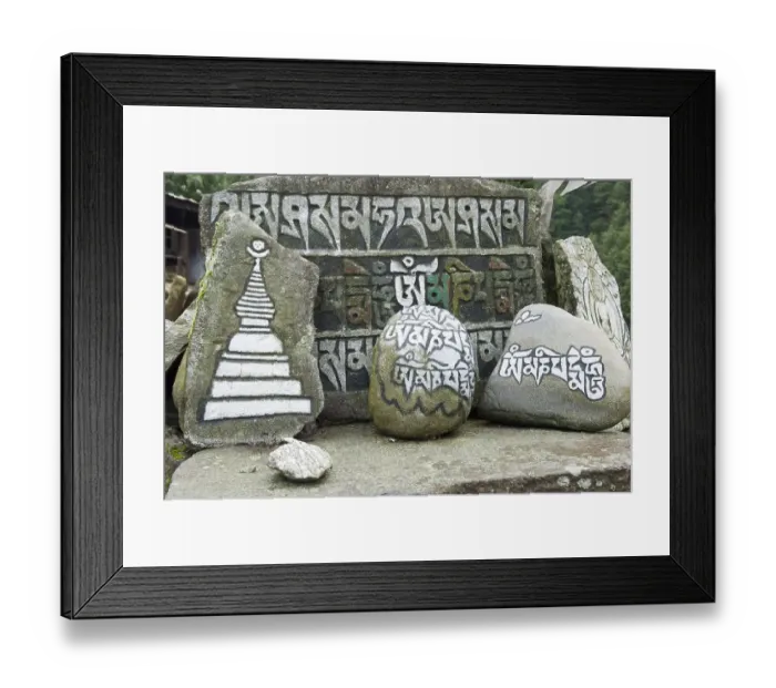 Framed Print : Mani wall, Mani stone, Dudh Kosi valley
