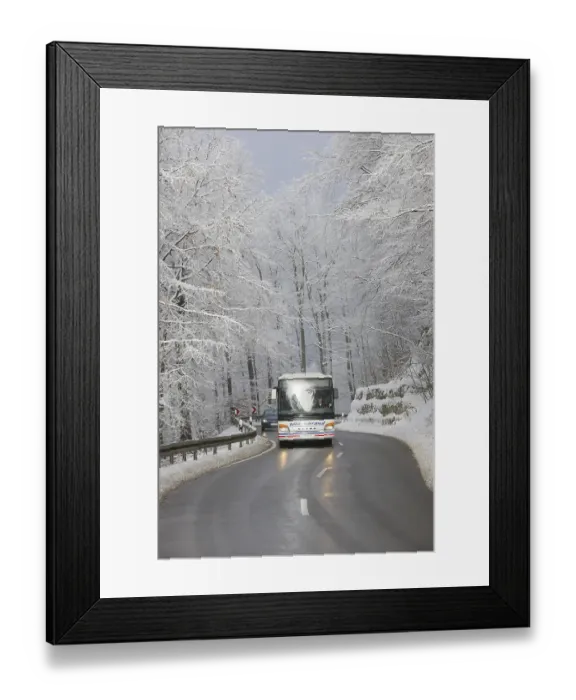 Framed Print : Road traffic in winter, Swabian Alb