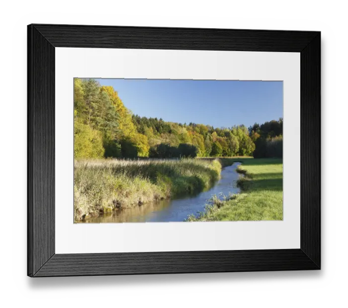 Framed Print : Aufsess river, Aufsesstal valley between Drosendorf and Sachsendorf