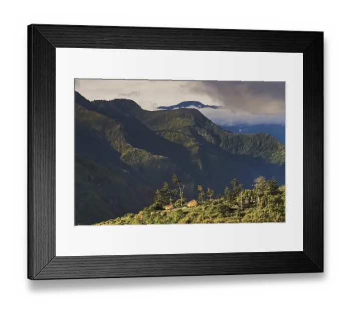 Framed Print : Traditional village in the Baliem Valley in the morning light