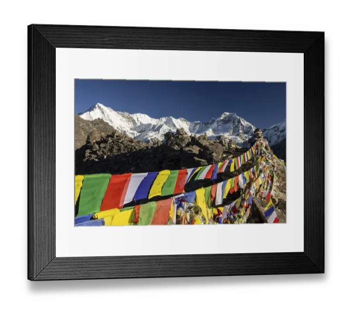 Framed Print : Buddhist prayer flags marking the summit of Gokyo Ri Framed Print : Buddhist prayer flags marking the summit of Gokyo Ri