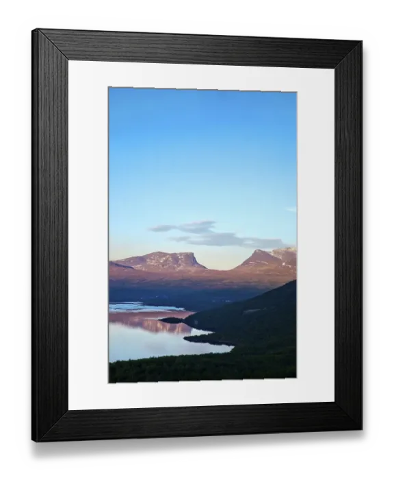 Framed Print : Midnight sun at the Tornetraesk with the Lapporten mountain