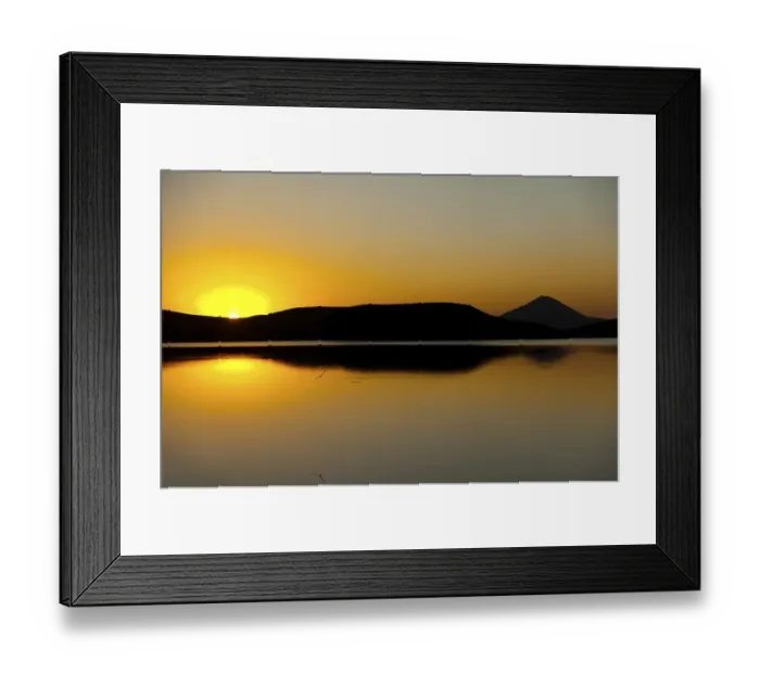 Framed Print : Sunset, crater landscape on Lake Myvatn