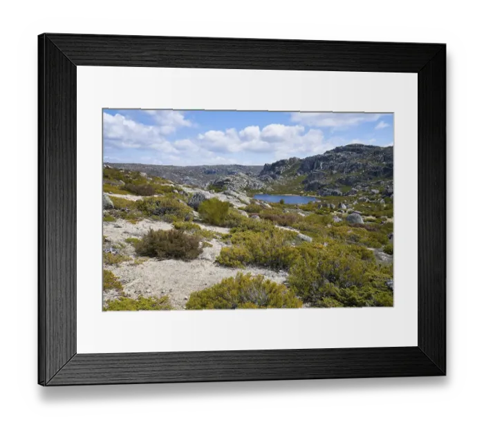 Framed Print : Landscape in lake Lagoa Redonda lagoon in Serra da Estrela