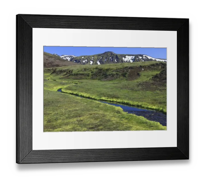 Framed Print : Clear stream in a volcanic landscape