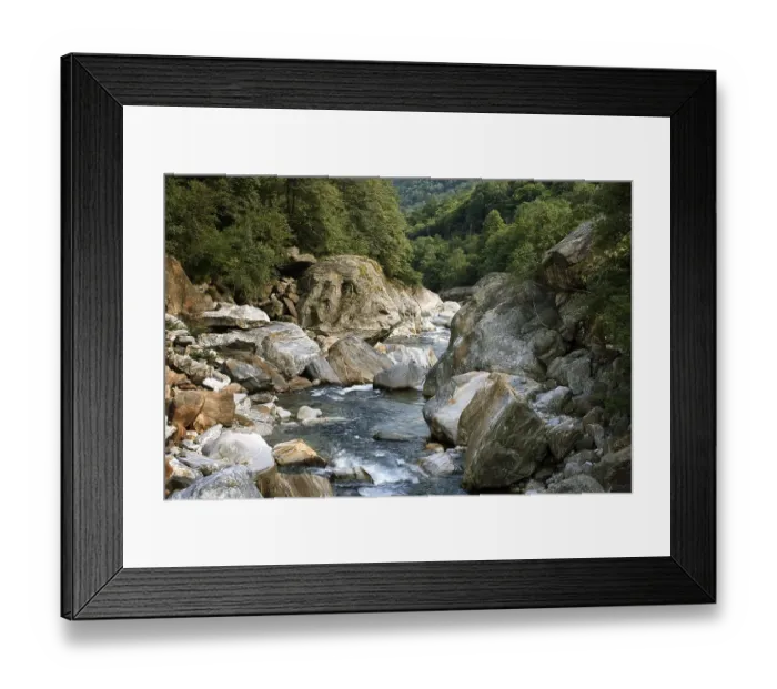 Framed Print : The mountain brook Verzasca near Brione in the Verzasca valley