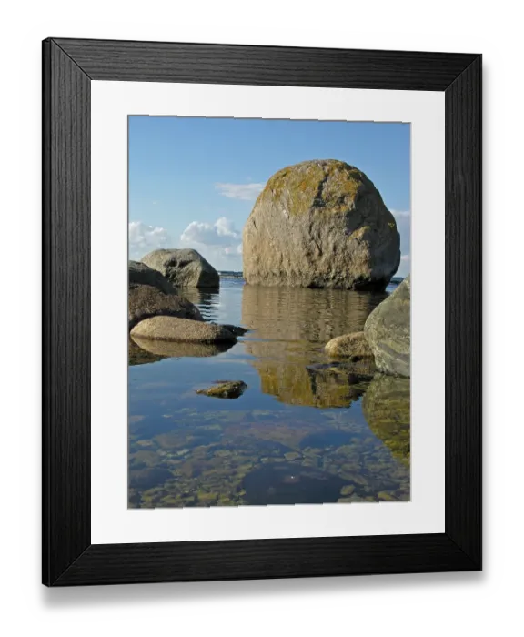 Framed Print : Erratic blocks big granit stones on the coast of the north northern point of island Olands Norra Udden Oland Sweden
