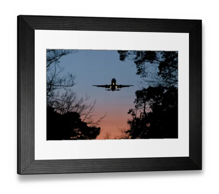 Framed Print : Airbus A320 approaching to land at dusk at Frankfurt Airport
