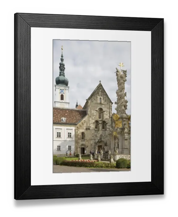 Framed Print : Cistercian's monastery Heiligenkreuz with Trinity column Lower Austria AustriaCistercian's monastery Heiligenkreuz