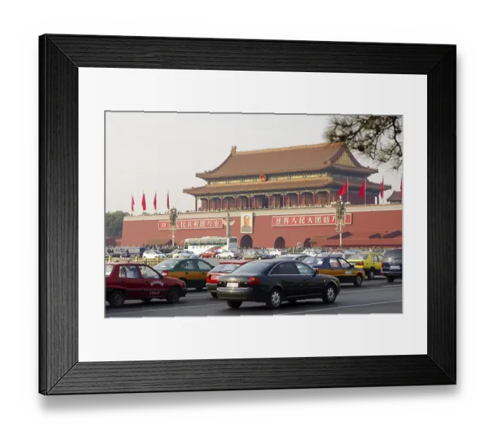 Framed Print : Trafic on Tiananmen square and Gate of Heavenly Peace Beijing China