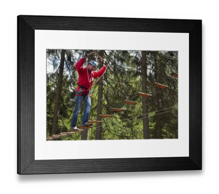 Framed Print : Action in the climbing park in Spindleruv Mlyn
