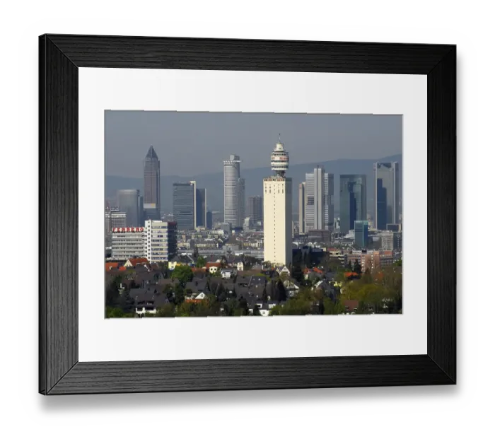 Framed Print : View from the Goethe tower towards Henninger Turm in Sachsenhausen